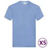 Fruit of the Loom T-shirts originais 5 pcs algod&atilde;o S azul-claro
