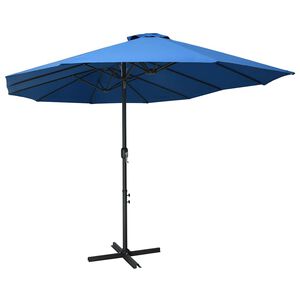 vidaXL Guarda-sol de exterior c/ poste alum&iacute;nio 460x270 cm azul