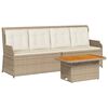 vidaXL 3 pcs conjunto lounge de jardim com almofad&otilde;es vime PE bege