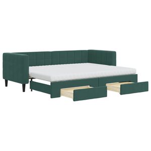 vidaXL Sof&aacute;-cama c/ gavet&atilde;o e gavetas 80x200cm veludo verde-escuro