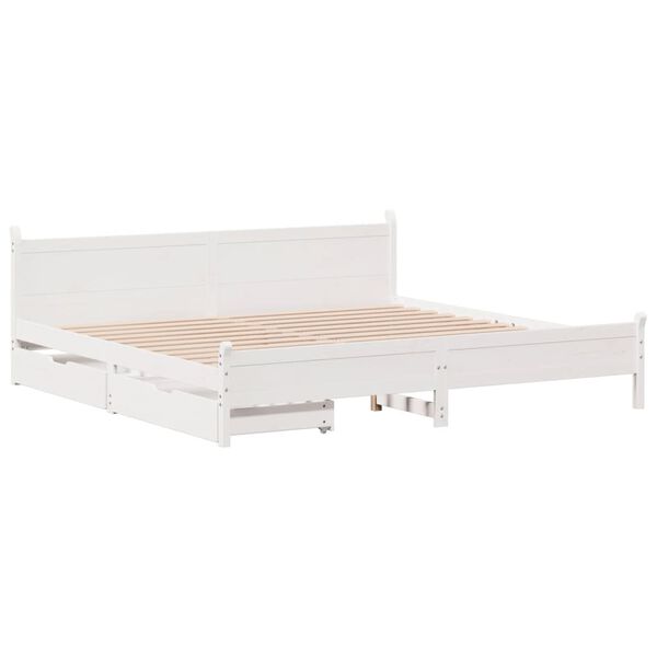 vidaXL Cama sem colch&atilde;o 200x200 cm madeira de pinho maci&ccedil;a branco
