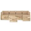 vidaXL 6 pcs conj. lounge jardim c/ almofad&otilde;es madeira impreg. verde