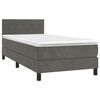 vidaXL Cama box spring c/ colchão/LED 100x200cm veludo cinzento-escuro