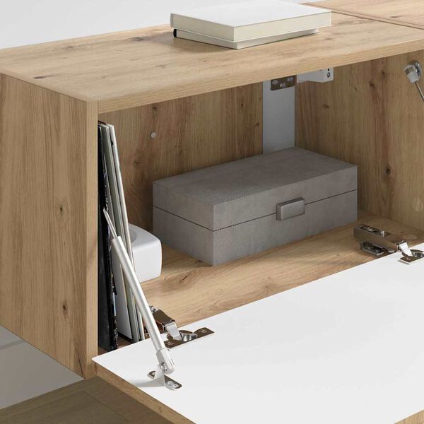 vidaXL Arm&aacute;rio de TV de Parede 2 pcs Carvalho Artesanal