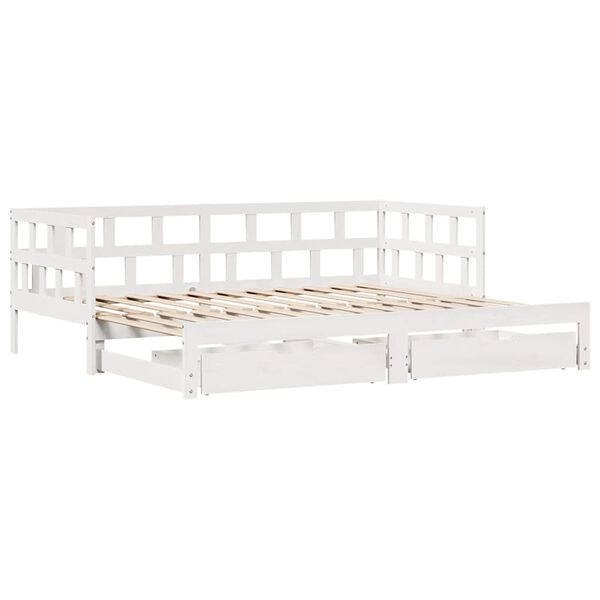 vidaXL Sof&aacute;-cama com gavet&atilde;o e gavetas sem colch&atilde;o 90x190 cm branco