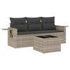 vidaXL 4 pcs conj. sof&aacute;s jardim c/ almofad&otilde;es vime PE cinzento-claro