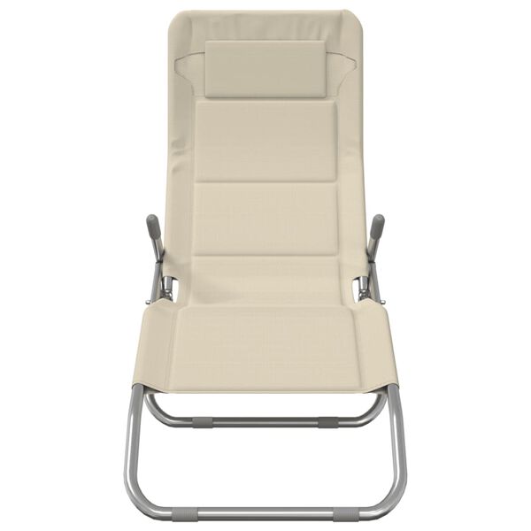 vidaXL Espregui&ccedil;adeiras dobr&aacute;veis 2 pcs textilene e a&ccedil;o cor creme