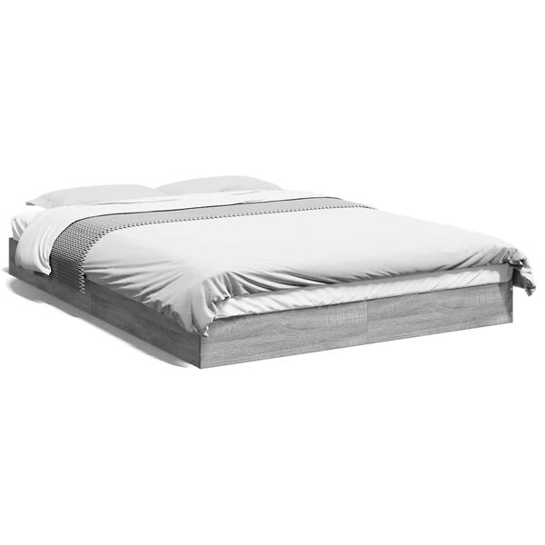 vidaXL Estrutura de cama 135x190 cm derivados de madeira cinza sonoma