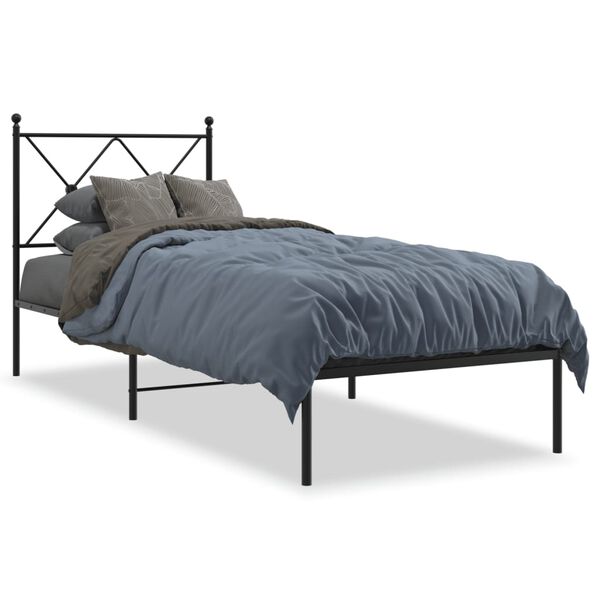 vidaXL Estrutura de cama com cabeceira 80x200 cm metal preto