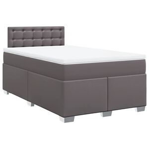 vidaXL Cama boxspring com colch&atilde;o 120x190 cm couro artificial cinzento