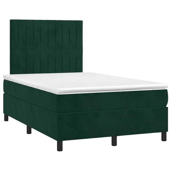 vidaXL Cama boxspring com colch&atilde;o 120x190 cm veludo verde-escuro