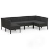 vidaXL 6 pcs conjunto lounge de jardim c/ almofad&otilde;es vime PE preto