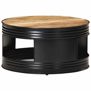 vidaXL Mesa de centro 68x68x36 cm mangueira &aacute;spera maci&ccedil;a preto
