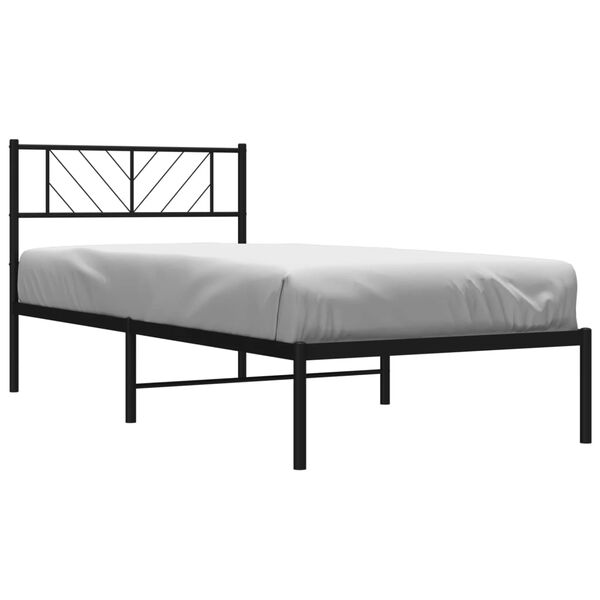 vidaXL Estrutura de cama metal s/ colchão c/ cabeceira 75x190 cm preto