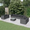 vidaXL 9 pcs conjunto lounge de jardim c/ almofad&otilde;es vime PE cinzento