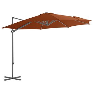 vidaXL Guarda-sol de jardim cantilever c/ poste a&ccedil;o 300 cm terracotta