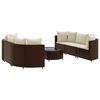 vidaXL 7 pcs conjunto de sof&aacute;s jardim c/ almofad&otilde;es vime PE castanho