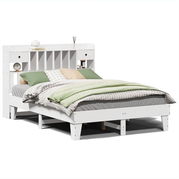 vidaXL Cama sem colch&atilde;o 160x200 cm madeira de pinho maci&ccedil;a branco