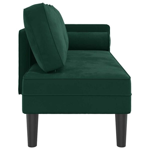 vidaXL Chaise longue com almofad&otilde;es veludo verde-escuro