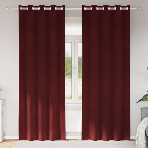 vidaXL Cortinas opacas 2 pcs Vinho Vermelho 140 x 260 cm Veludo