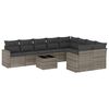 vidaXL 10 pcs conjunto sof&aacute;s de jardim c/ almofad&otilde;es vime PE cinzento