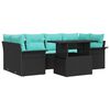 vidaXL Conjunto de Sof&aacute; de Jardim 7 pcs Preto Rattan de Polipropileno