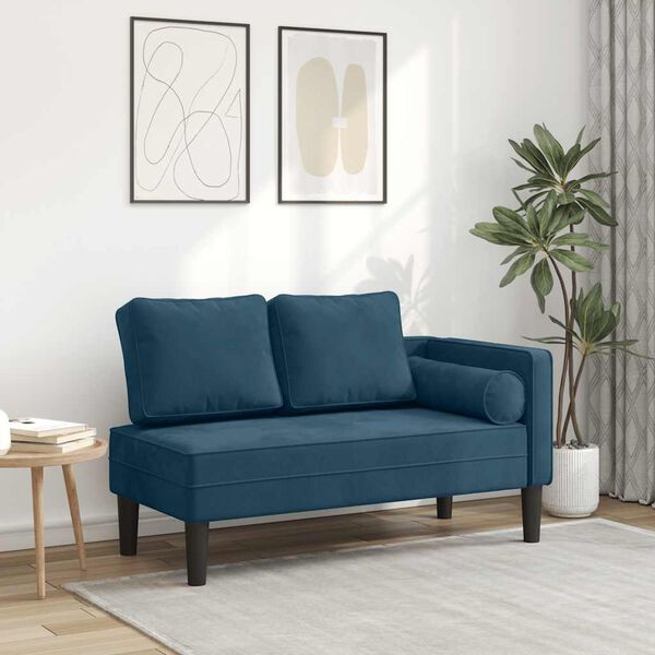 vidaXL Chaise lounge com almofad&otilde;es veludo azul