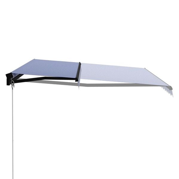 vidaXL Toldo retr&aacute;til manual 450x300 cm azul e branco
