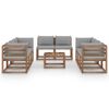 vidaXL 9 pcs conjunto lounge para jardim com almofad&otilde;es cinzentos