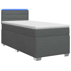 vidaXL Cama Box Spring com Colch&atilde;o e LED Cinzento-Escuro 80 x 200 cm