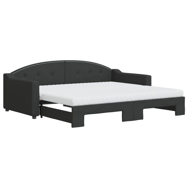 vidaXL Sof&aacute;-cama com gavet&atilde;o e colch&otilde;es 90x190 cm tecido preto