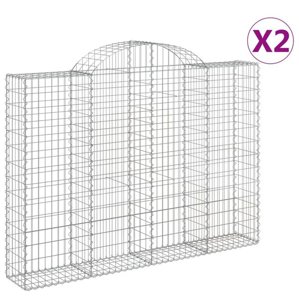 vidaXL Cestos gabião arqueados 2pcs 200x30x140/160cm ferro galvanizado