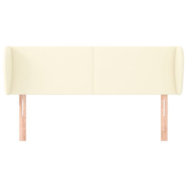 vidaXL Cabeceira de cama c/ abas couro artificial 147x23x78/88cm creme