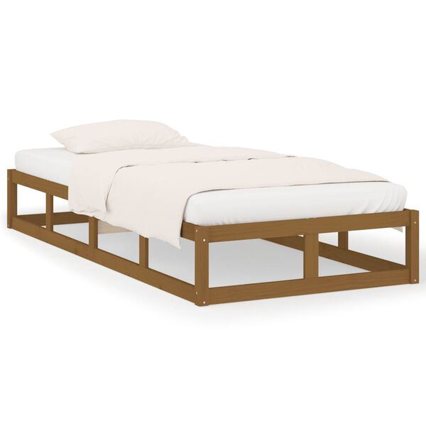 vidaXL Estrutura de cama 100x200 cm madeira maci&ccedil;a castanho mel