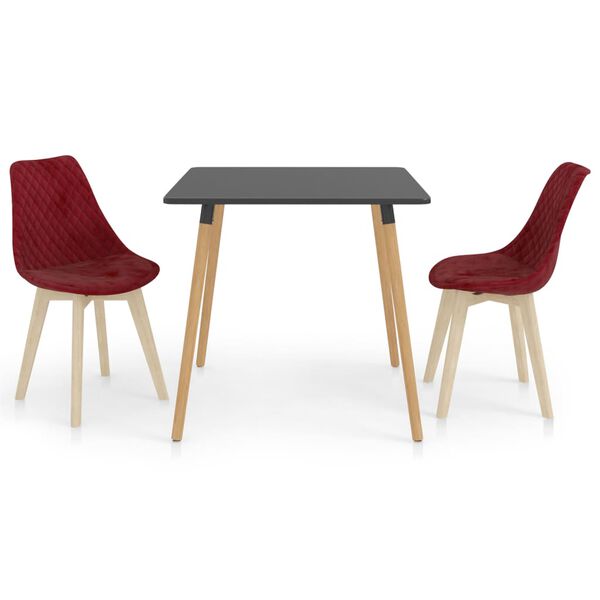 vidaXL 3 pcs conjunto de jantar vermelho tinto