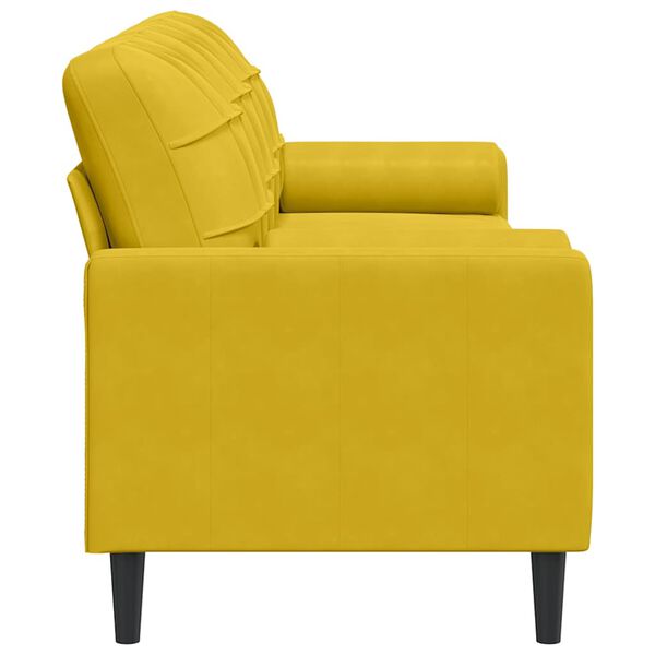 vidaXL Sofá 3 lugares c/ almofadas decorativas 210 cm veludo amarelo