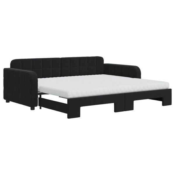 vidaXL Sof&aacute;-cama com gavet&atilde;o e colch&otilde;es 90x190 cm veludo preto