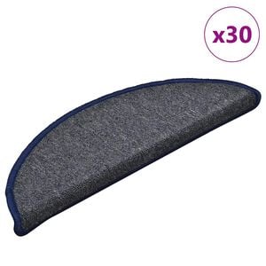 vidaXL Tapetes de escada 30 pe&ccedil;as 56x17x3 cm cinza escuro e azul semicircular