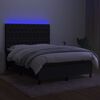 vidaXL Cama box spring c/ colch&atilde;o e LED 140x190 cm tecido preto