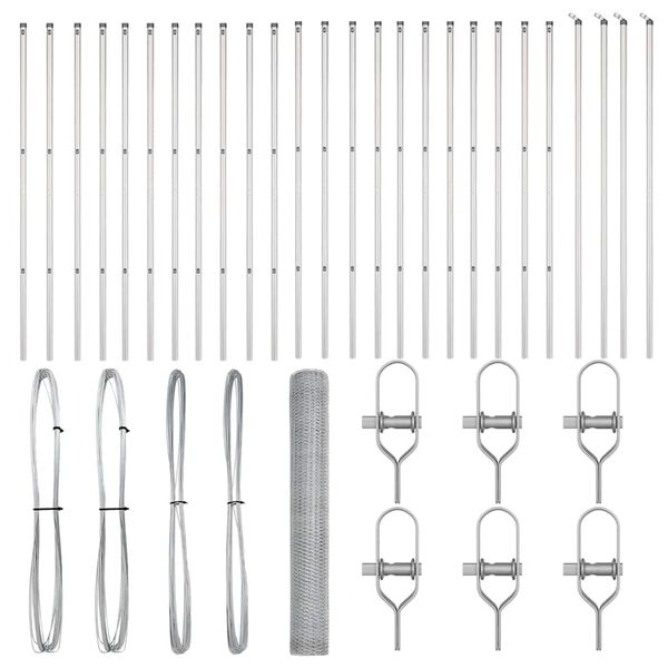 vidaXL Poste de Cerca Prateado 50 x 1 m (malha de 13 mm) A&ccedil;o