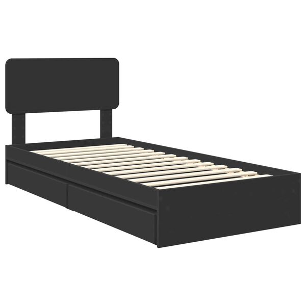 vidaXL Cama com Armazenamento Preto 90 x 190 cm Madeira processada