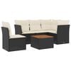 vidaXL 6 pcs conjunto sof&aacute;s de jardim c/ almofad&otilde;es vime PE preto