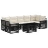 vidaXL Conjunto de Sof&aacute; de Jardim 8 unid. Preto e Branco Creme vime PE