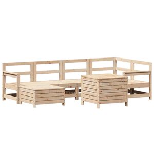 vidaXL 7 pcs conjunto de sof&aacute;s para jardim madeira de pinho maci&ccedil;a