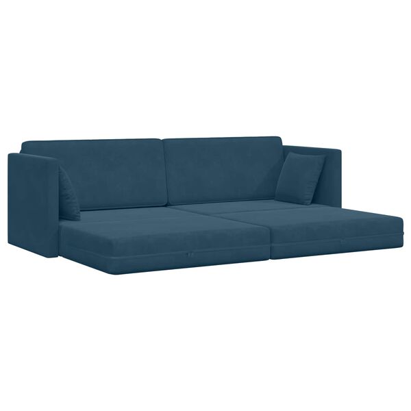 vidaXL Sof&aacute;-cama de ch&atilde;o 200cm Azul Veludo