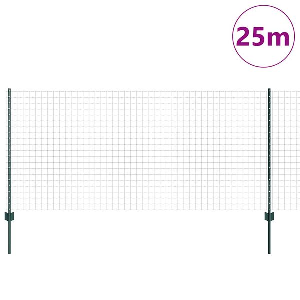 vidaXL Cerca com Poste Verde 1 x 25 m A&ccedil;o e PVC