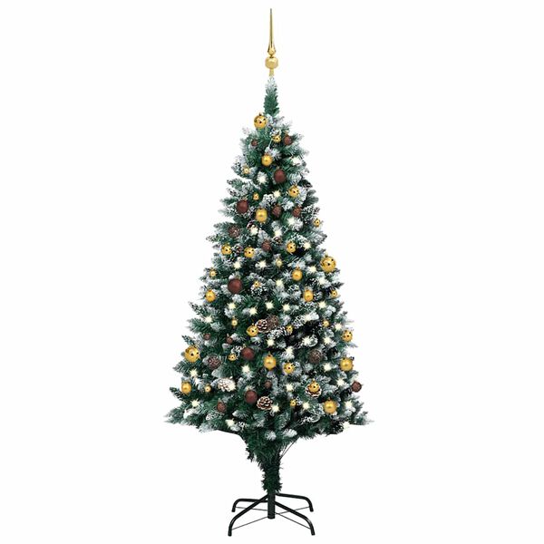 vidaXL &Aacute;rvore Natal artificial com LEDs e bolas e pinhas 180 cm