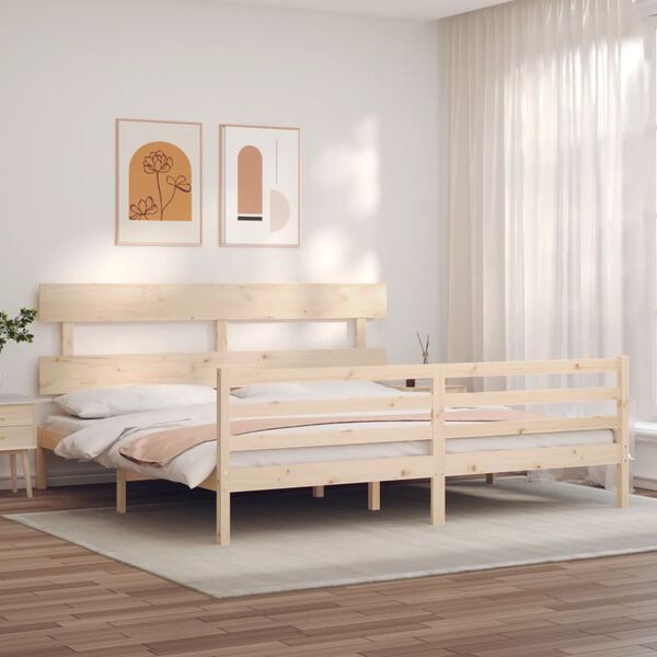 vidaXL Estrutura de cama com cabeceira 200x200 cm madeira maci&ccedil;a