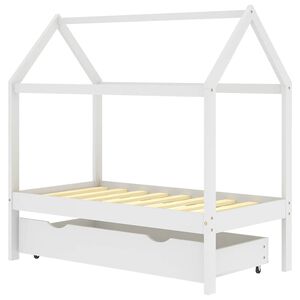 vidaXL Cama para crian&ccedil;as c/ gaveta 70x140 cm pinho maci&ccedil;o branco