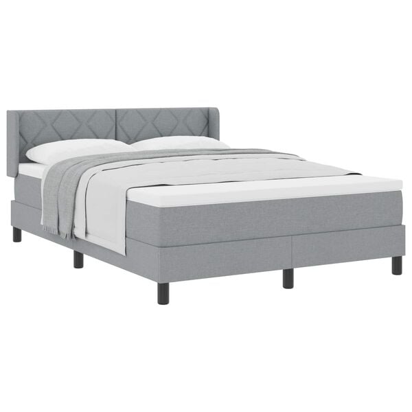 vidaXL Cama Box com colch&atilde;o Cinzento-claro 200 x 160 cm Poli&eacute;ster